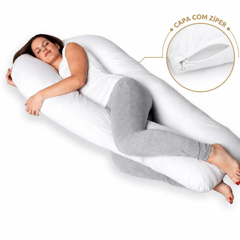 Travesseiro de Corpo Gigante Formato U Ergonômico com Fronha